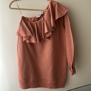 MSGM Milano Open Shoulder One Sleeve Mini Dress